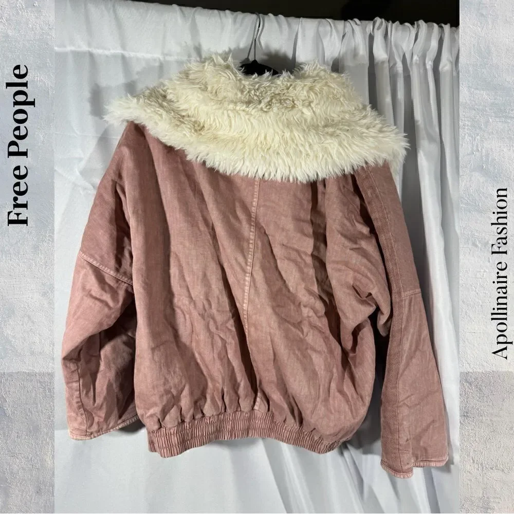 FREE PEOPLE LOLA DENIM JACKET IN PALE MAUVE MEDIUM NWT
